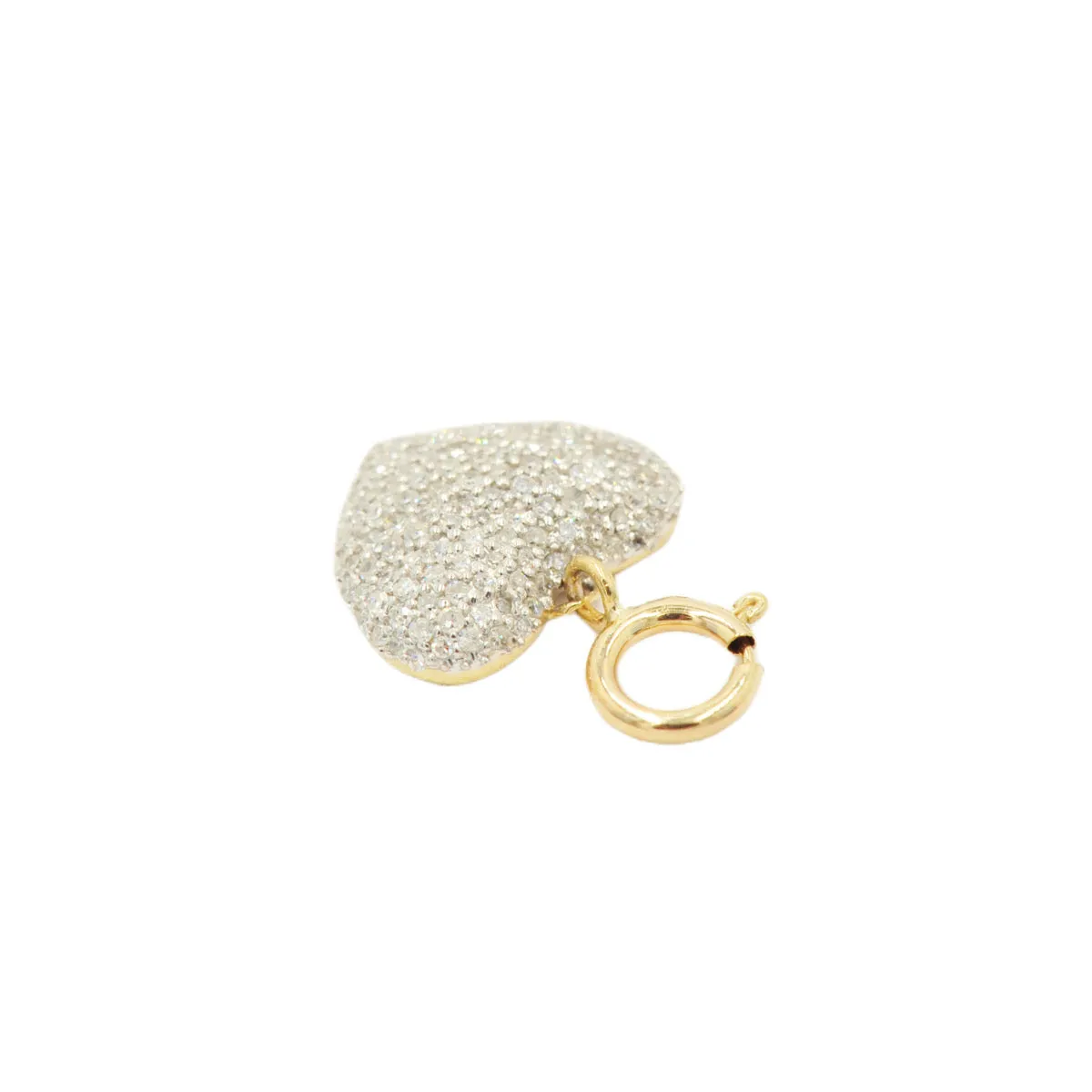 10k Yellow gold and Diamond Puff Heart Charm - 10055