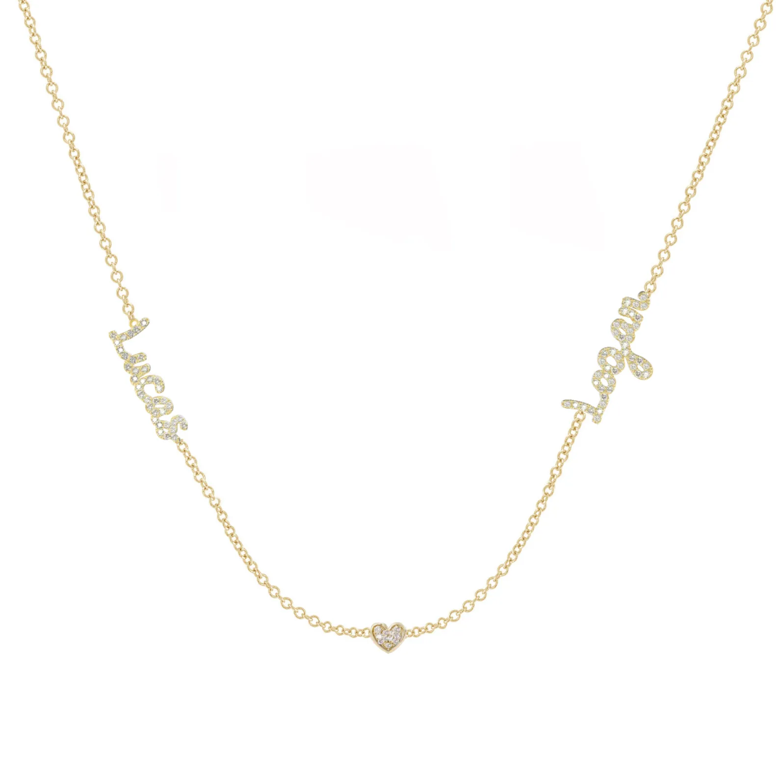 14K Diamond Two Name Necklace