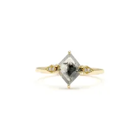 14ky 1.17ct "Sasha" Kite-Shaped Salt & Pepper Diamond Ring