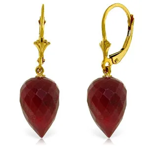 26.1 Carat 14K Solid Yellow Gold Drop Briolette Ruby Earrings