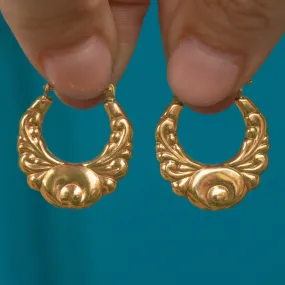 9ct Gold Textured Creole Hoop Earrings