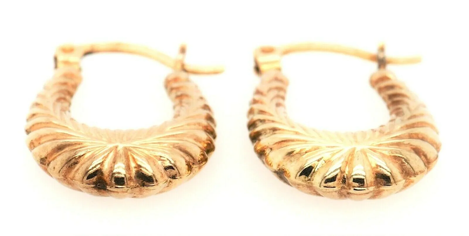 9ct Yellow Gold Textured Hoop Style Earrings