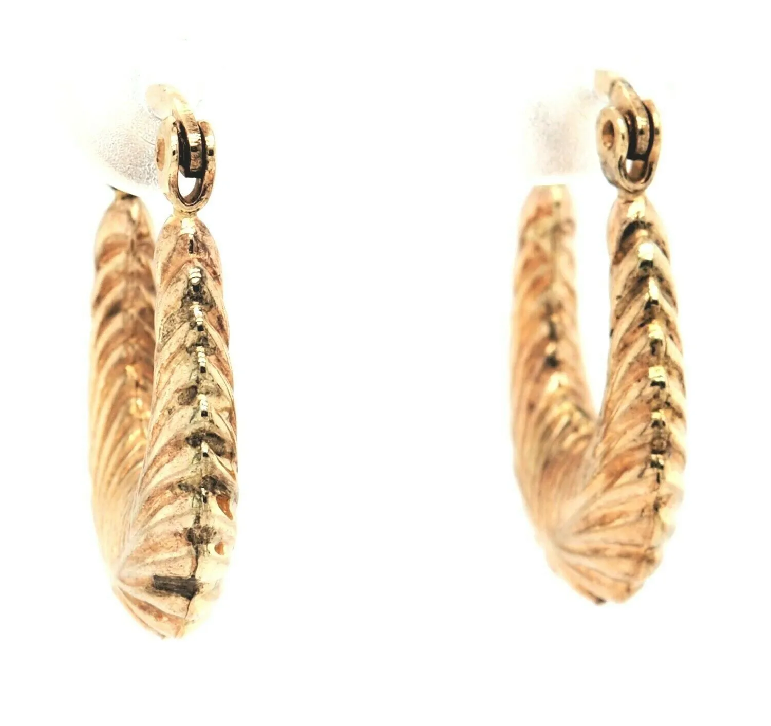 9ct Yellow Gold Textured Hoop Style Earrings