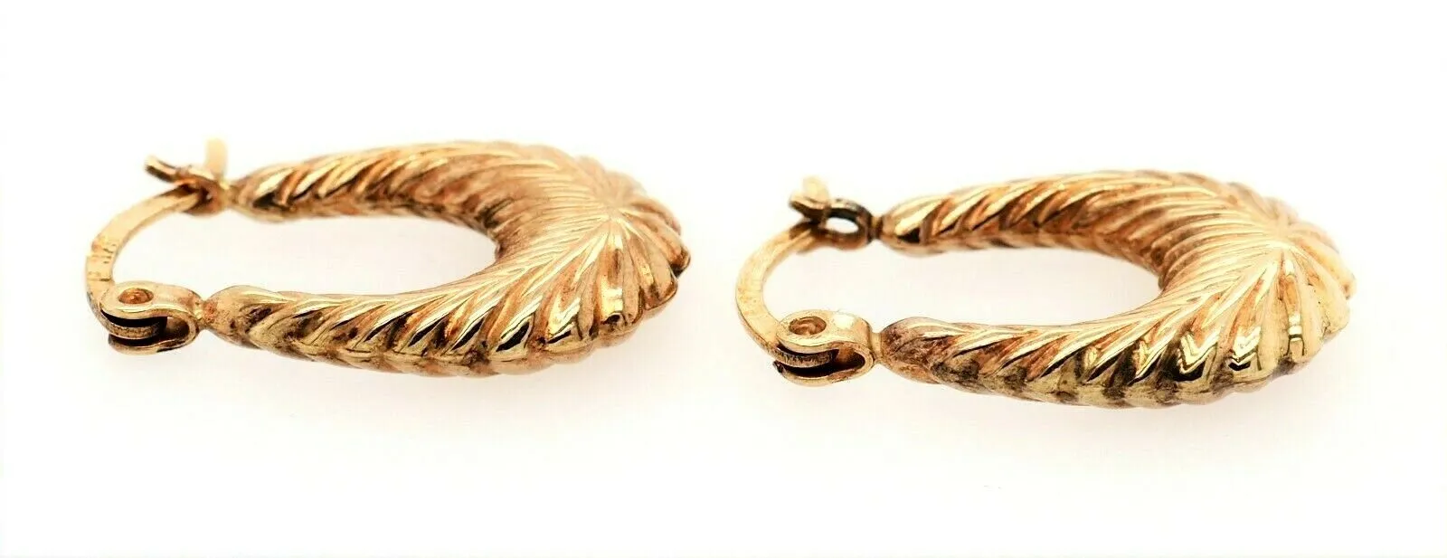 9ct Yellow Gold Textured Hoop Style Earrings