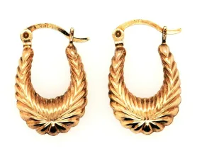 9ct Yellow Gold Textured Hoop Style Earrings