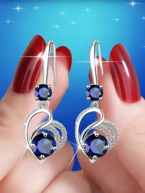 A Crystal Clear and Exquisite Silver Color Heart Shaped Earrings for Women