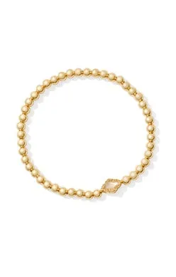 Abbie Beaded Stretch Bracelet in Gold Natural Mother of Pearl