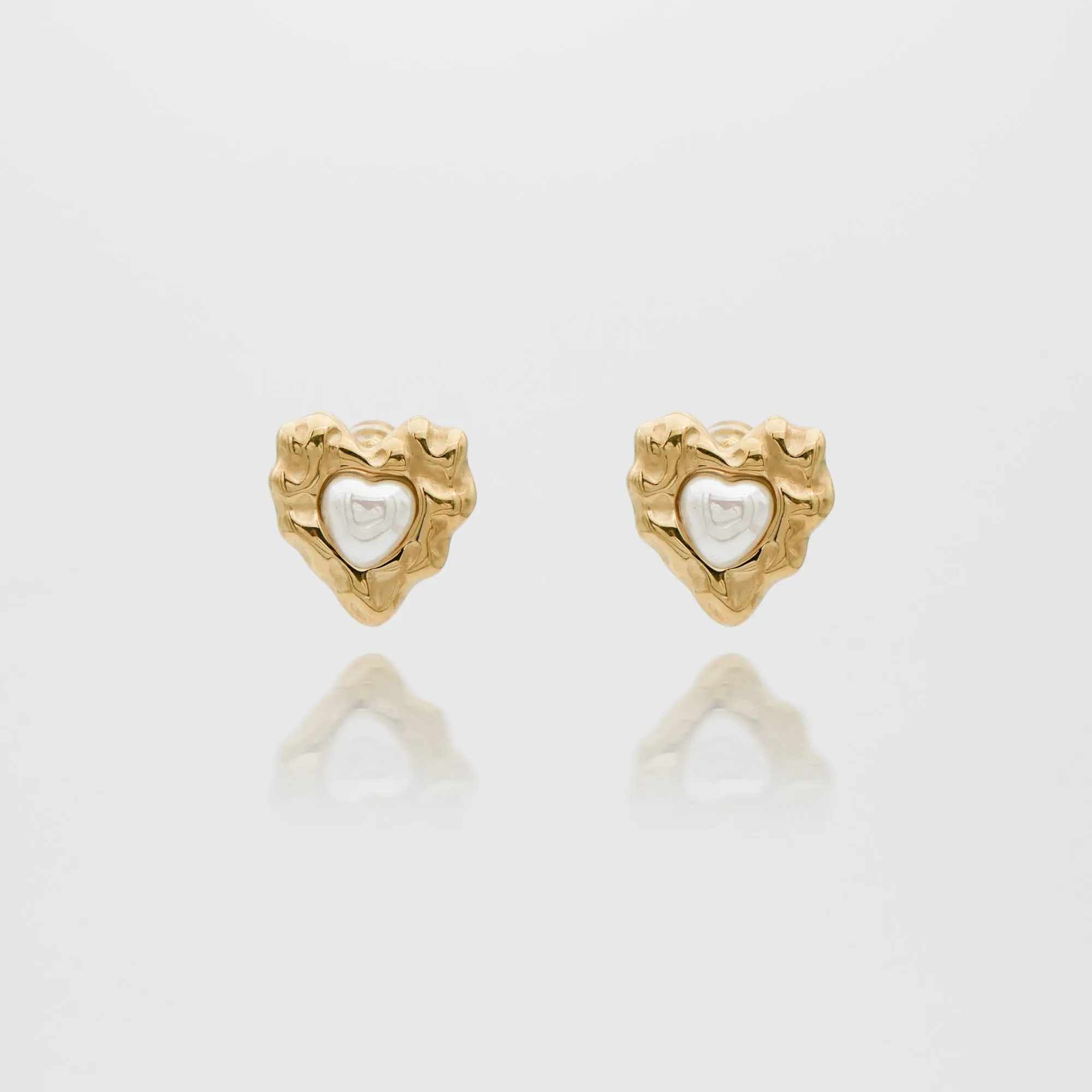 Amber Heart & Pearl Earrings