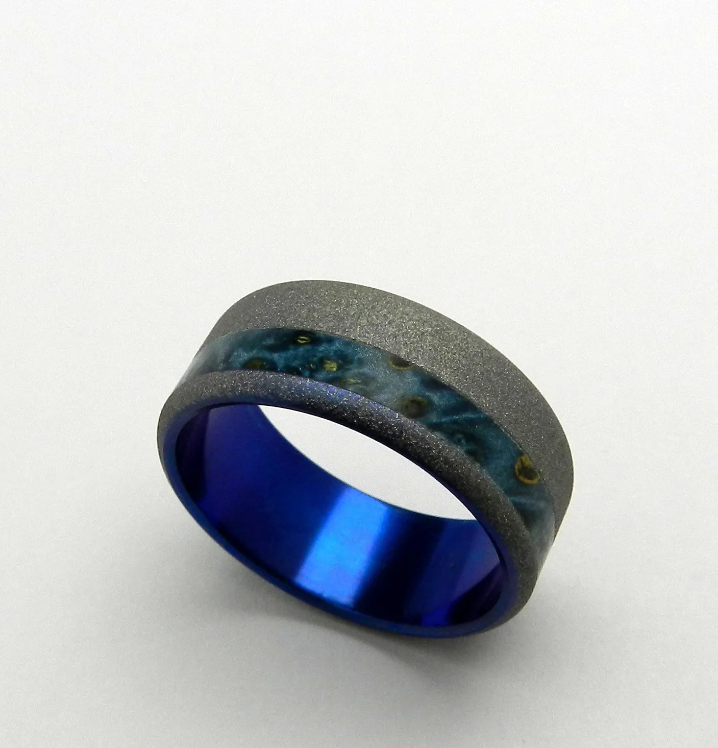 Amore | Men's Wood, Blue & Titanium Handcrafted Wedding Ring