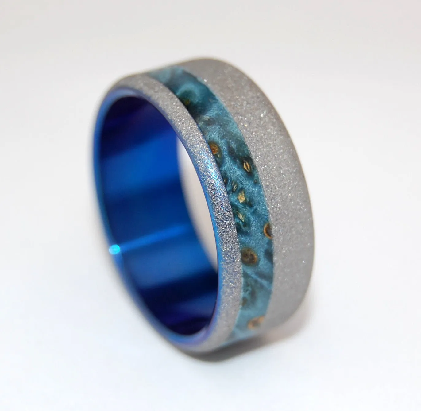 Amore | Men's Wood, Blue & Titanium Handcrafted Wedding Ring