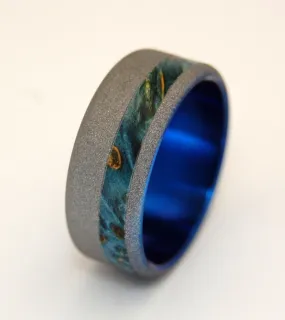 Amore | Men's Wood, Blue & Titanium Handcrafted Wedding Ring