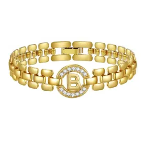 Apsvo B Letter Bracelet Gold Initial Bracelet Cubic