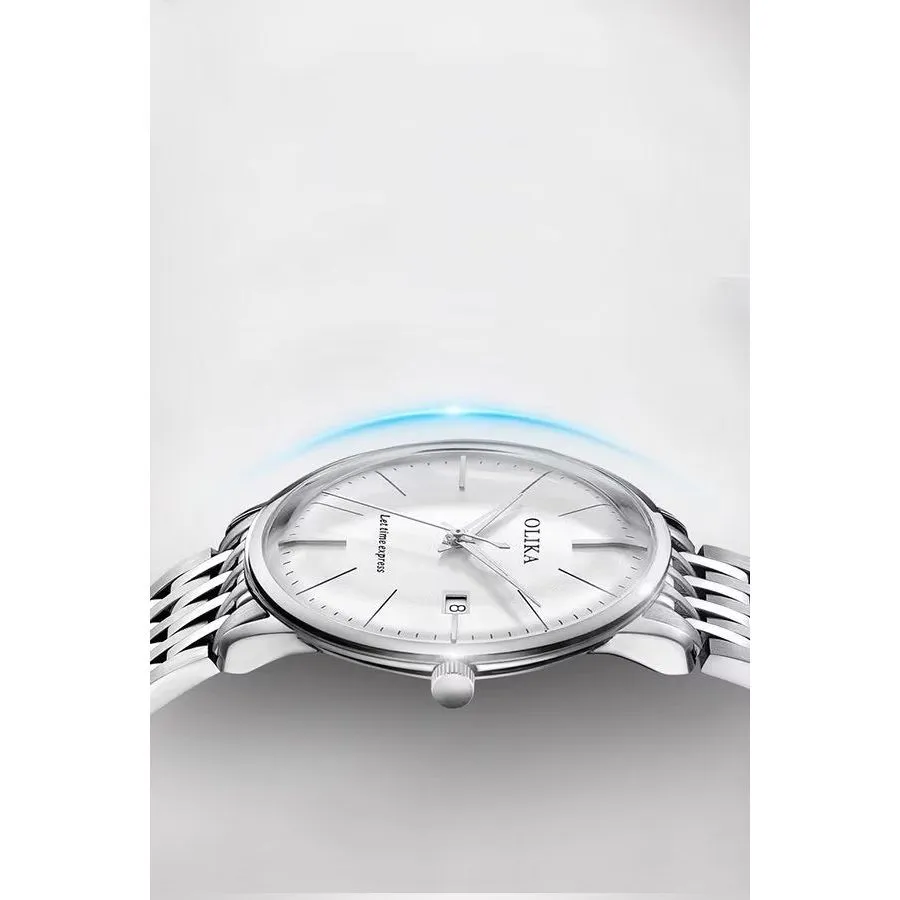 AquaElite Round Dial Stainless Steel Waterproof Watch