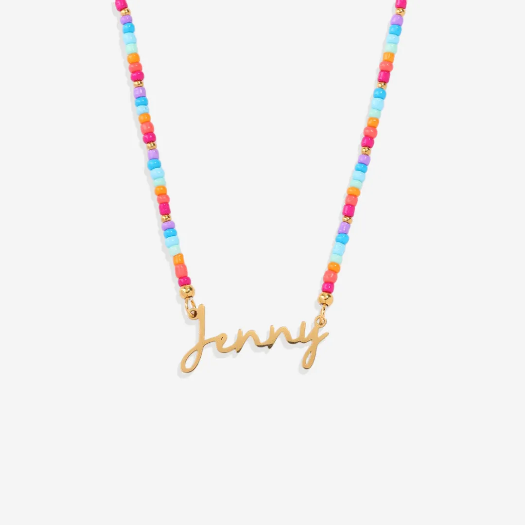 Beach Vibes Beaded Fairy Name Necklace