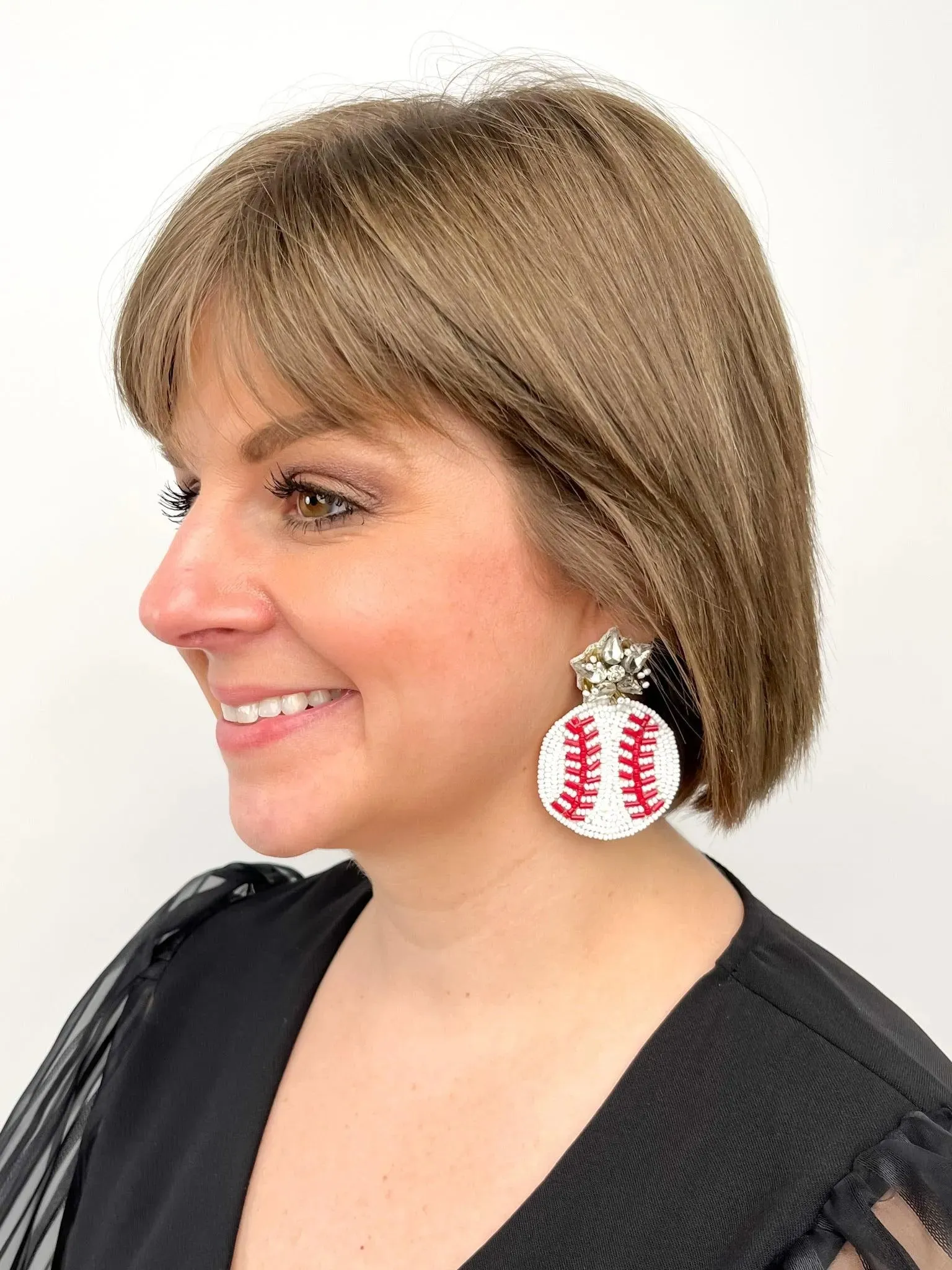 Beaded Baseball Earrings