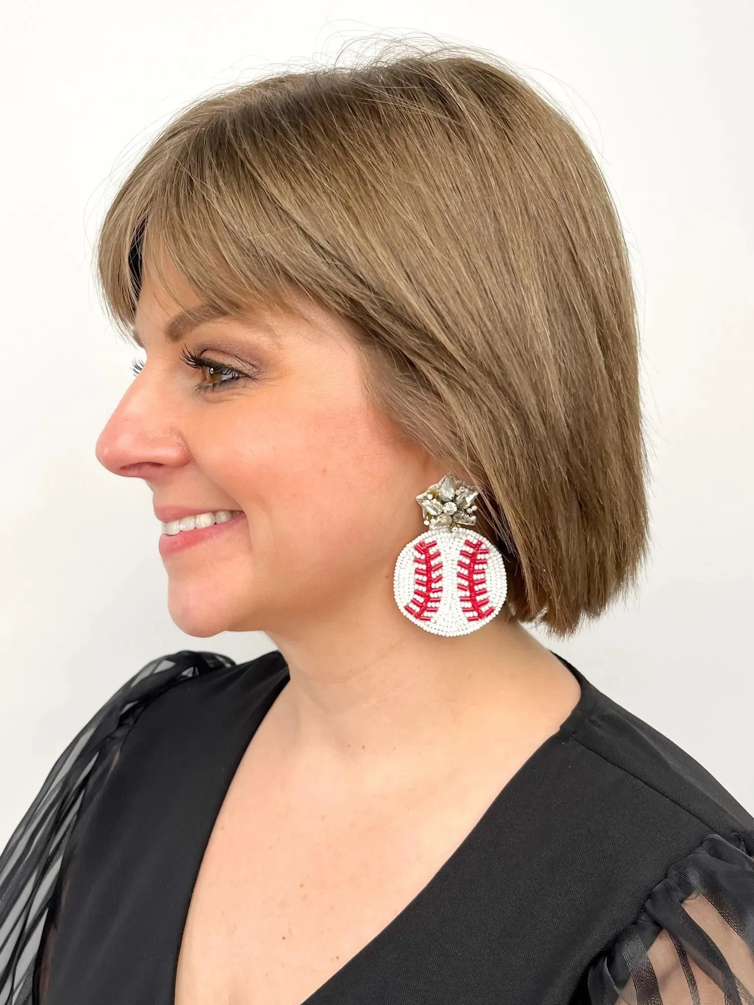 Beaded Baseball Earrings