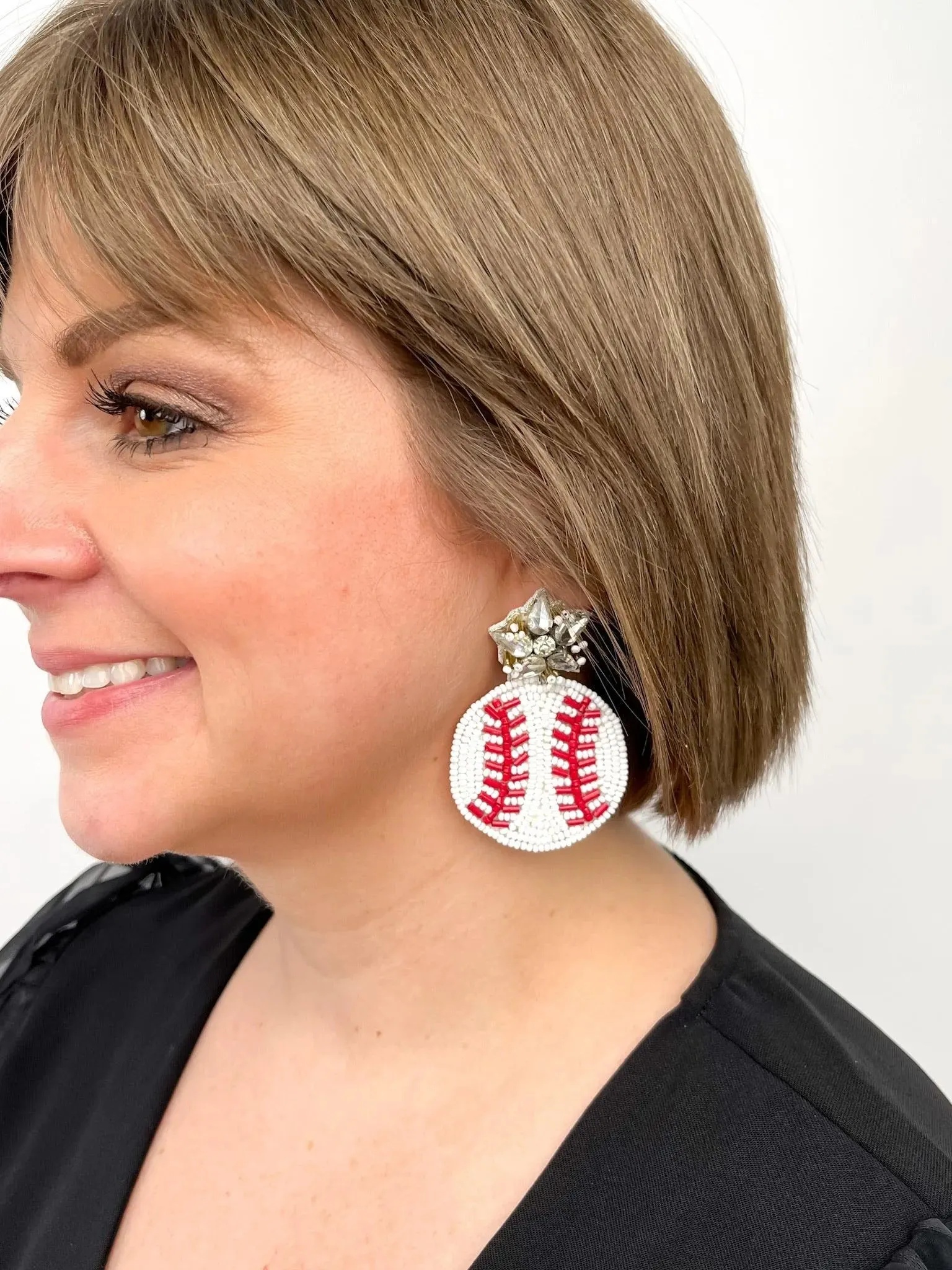 Beaded Baseball Earrings