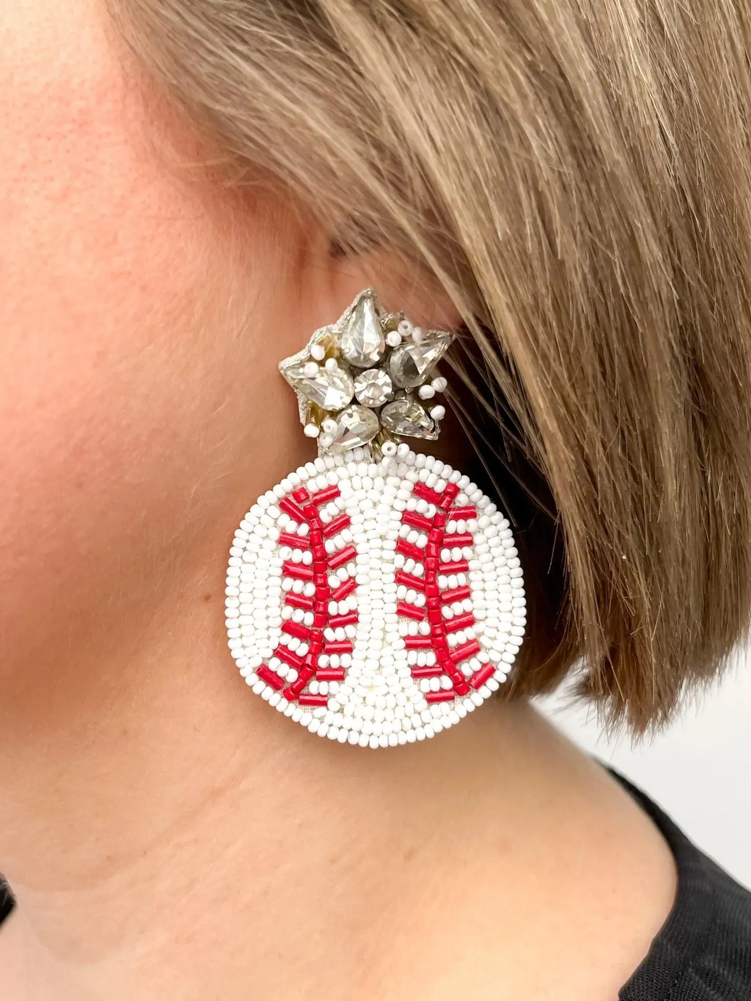 Beaded Baseball Earrings