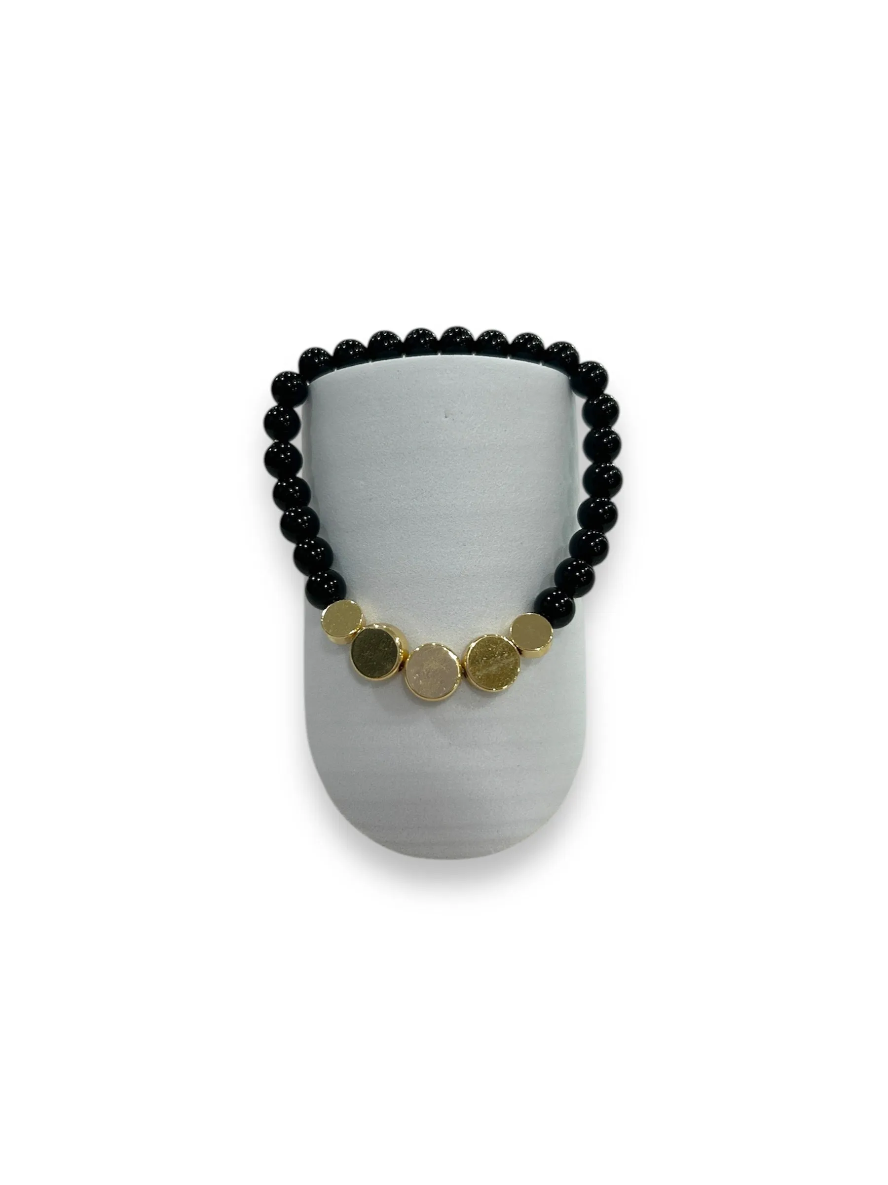 Beaded Bracelet - Black & Gold