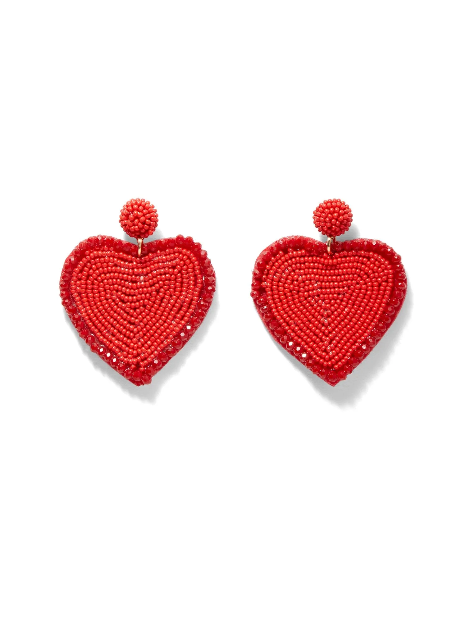 Beaded Heart Drop Earrings