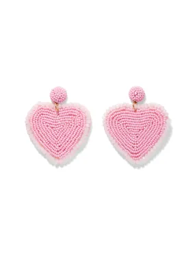 Beaded Heart Drop Earrings