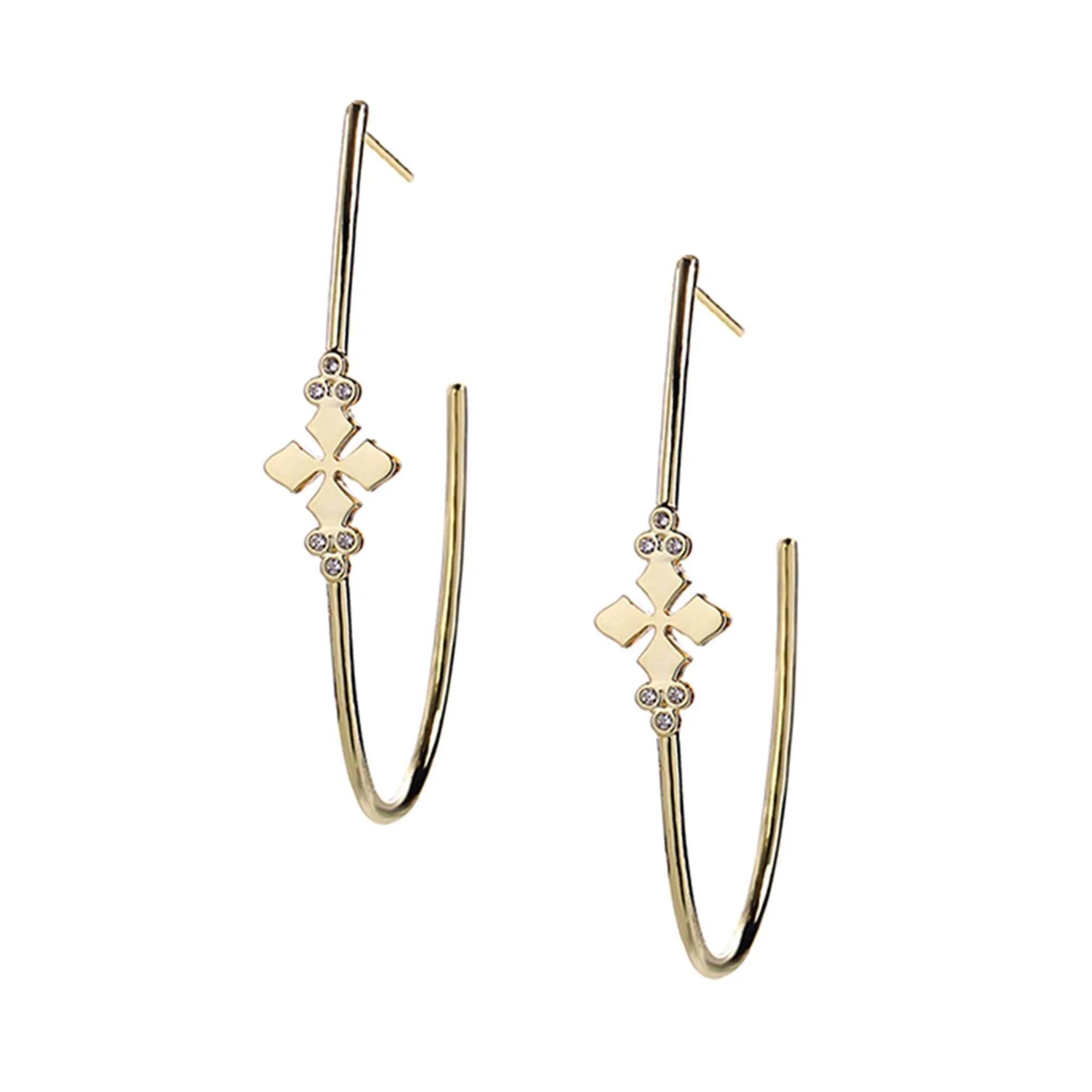 Believer Cross Hoop Earrings Gold