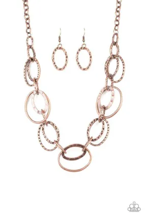 Bend OVAL Backwards Copper Necklace - Paparazzi Accessories