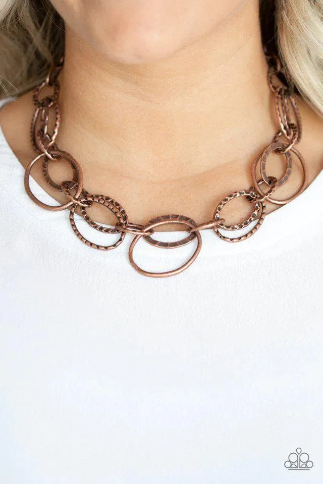 Bend OVAL Backwards Copper Necklace - Paparazzi Accessories