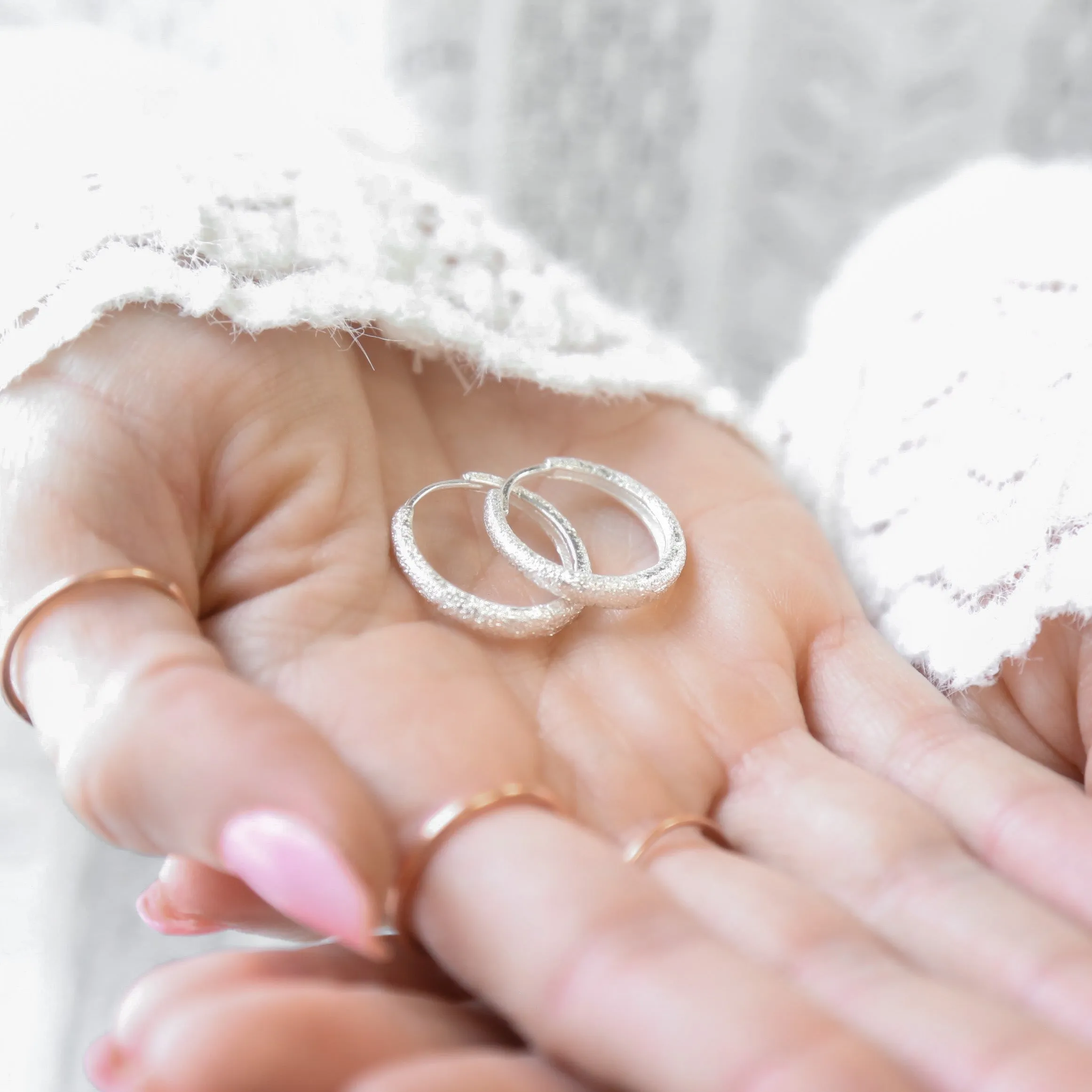 BLAZE - Sterling Silver Textured Hoop Earrings