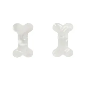 Bones Textured Resin Stud Earrings - White