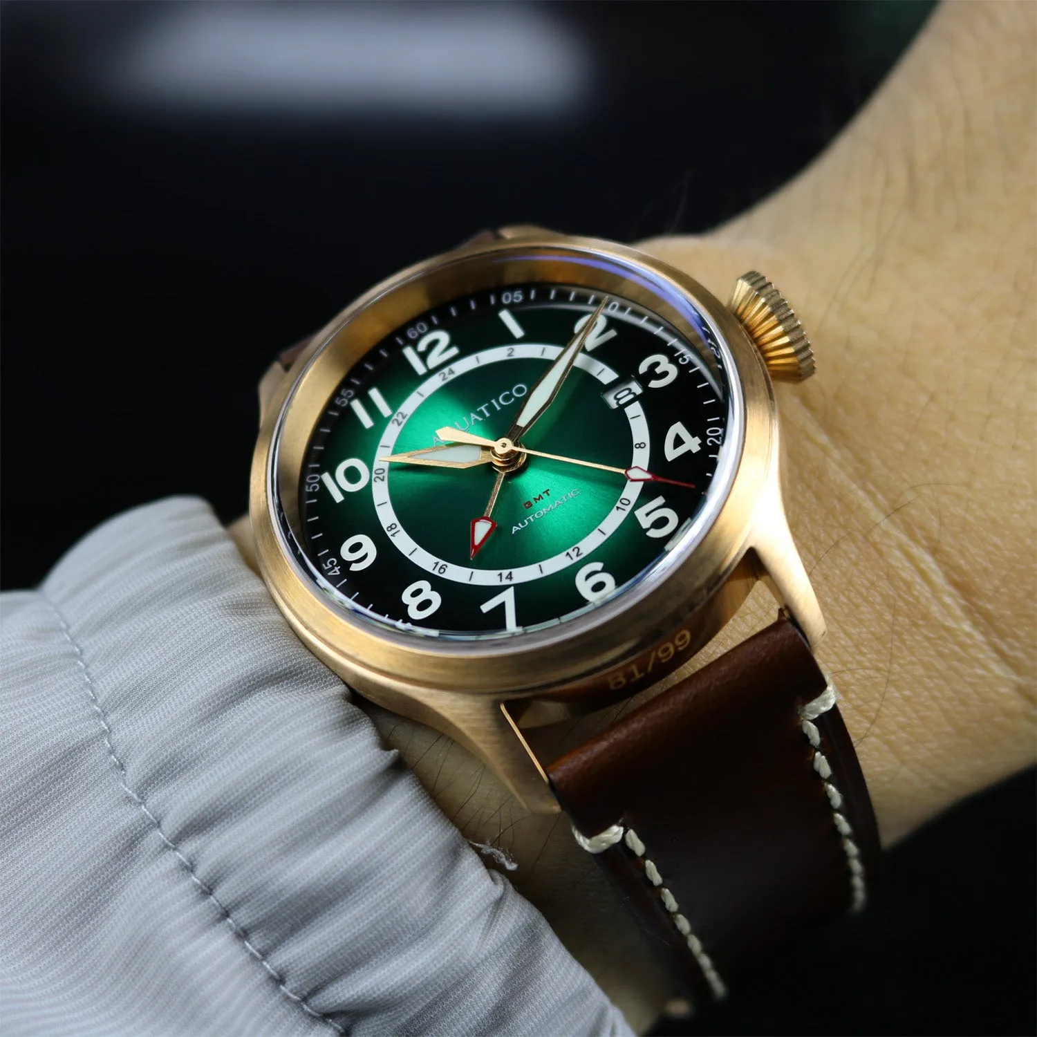 Bronze Horizon Hawk GMT Gradient Green Enamel Dial