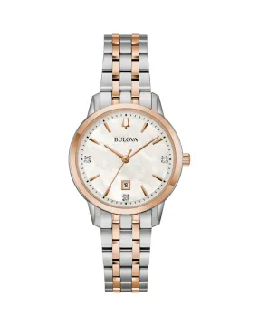 Bulova Ladies Classic Two-Tone Quartz Watch with Mother-of-Pearl Dial 98P213