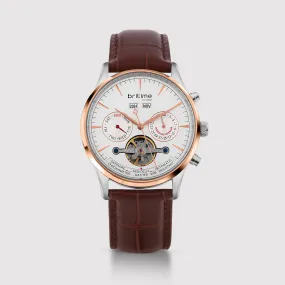 Celestial Men Automatic Silver Dial Multi-Function Leather Watch 867-L30308