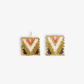 Chevron Rectangle Post Beaded Earrings Jaipur