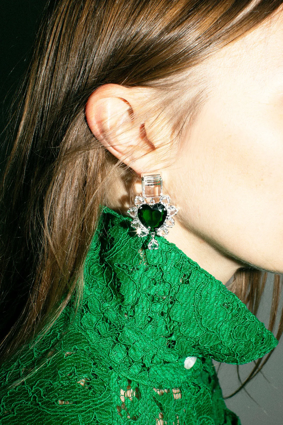 Clear & Emerald El Sabor Earrings