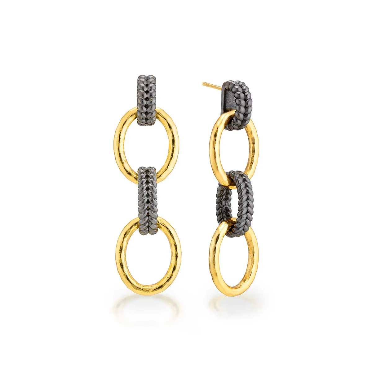 Cleopatra Regal Double Link Earrings - Gold/Midnight