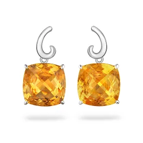 Contour Small Cushion Citrine and Sterling Silver Earrings