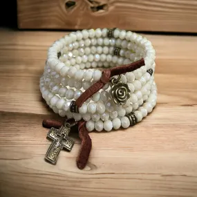 Cream Beaded Wrap Bracelet