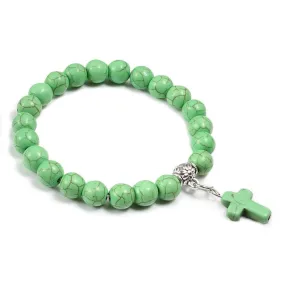 Cross Bead Bracelet <br> Charm Green