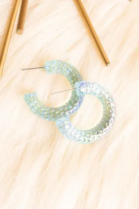 Crystal Avenue Iridescent Acrylic Hoop Earrings