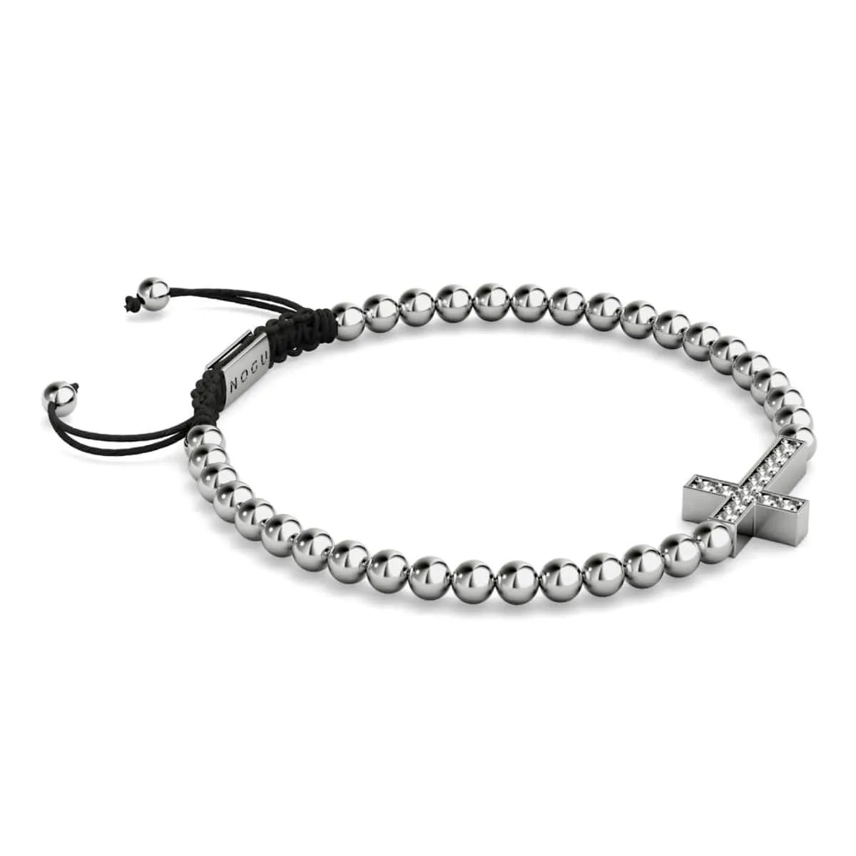 Crystal Cross | Silver | Black | Macrame Charmballa Bracelet