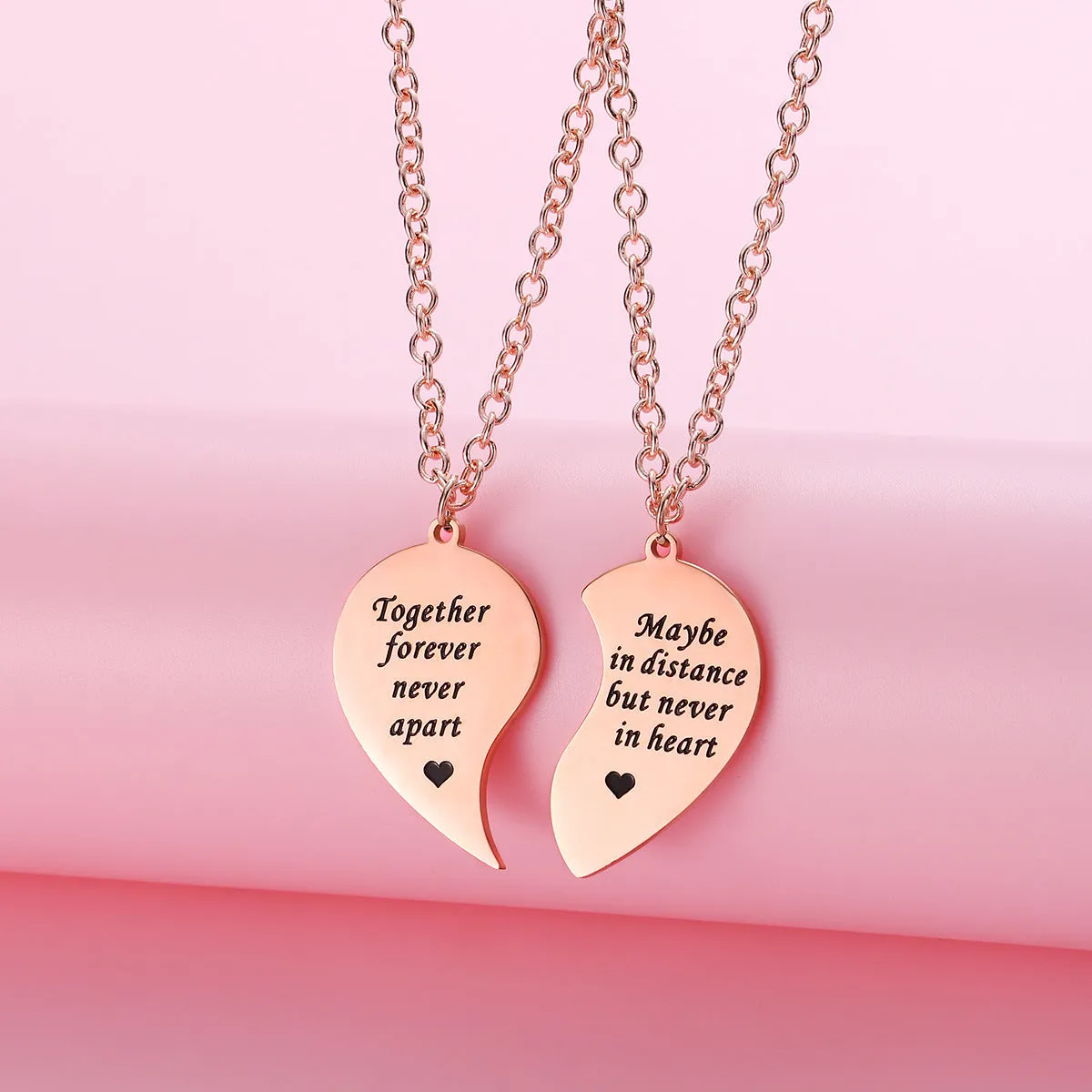 Custom Engraved Distance Relationship Necklaces for Couples