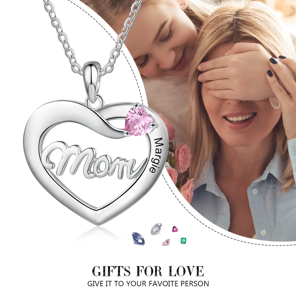 Custom Name Heart With Mom Necklace