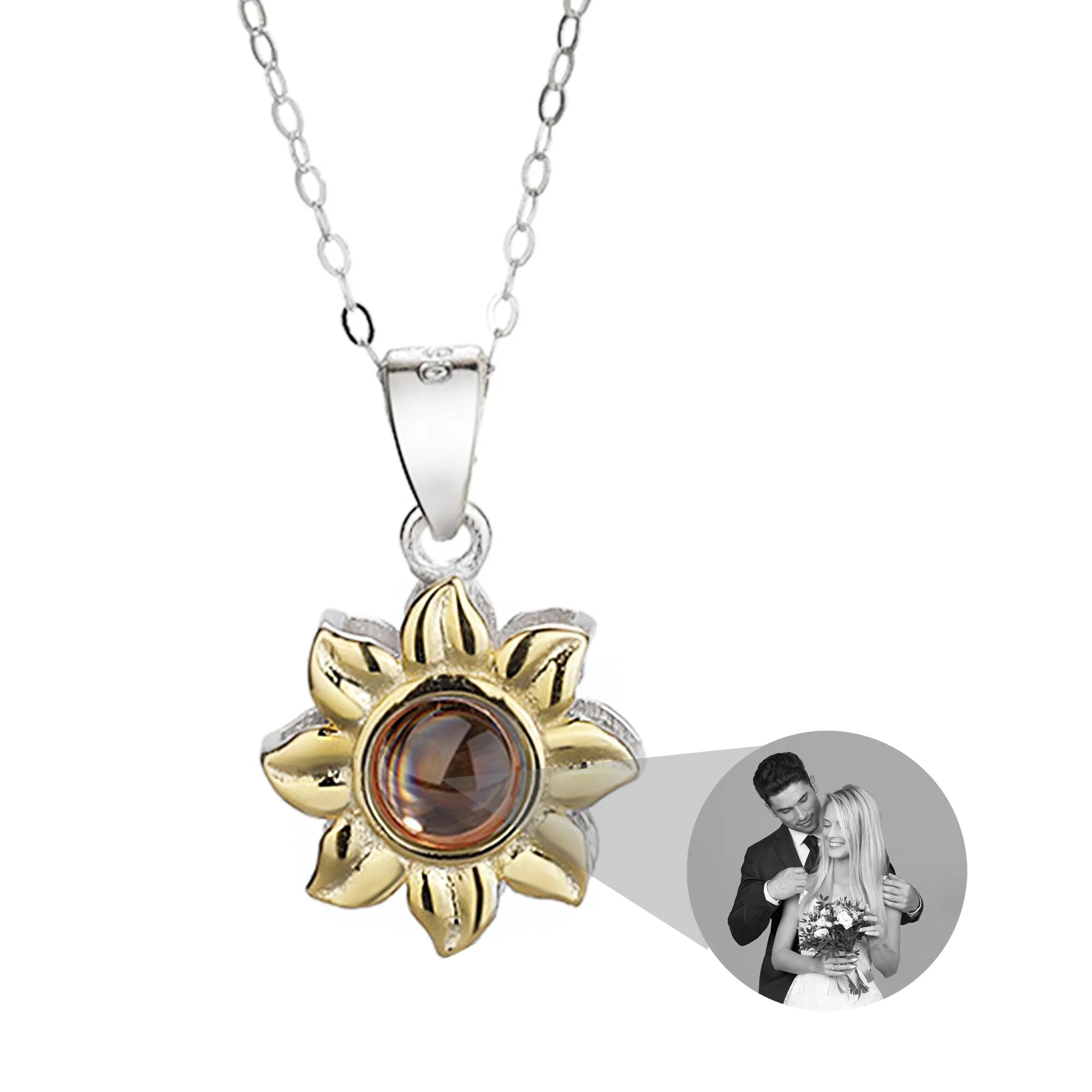 Custom SunFlower Projection Necklace Personalized Lover Keepsake Jewelry