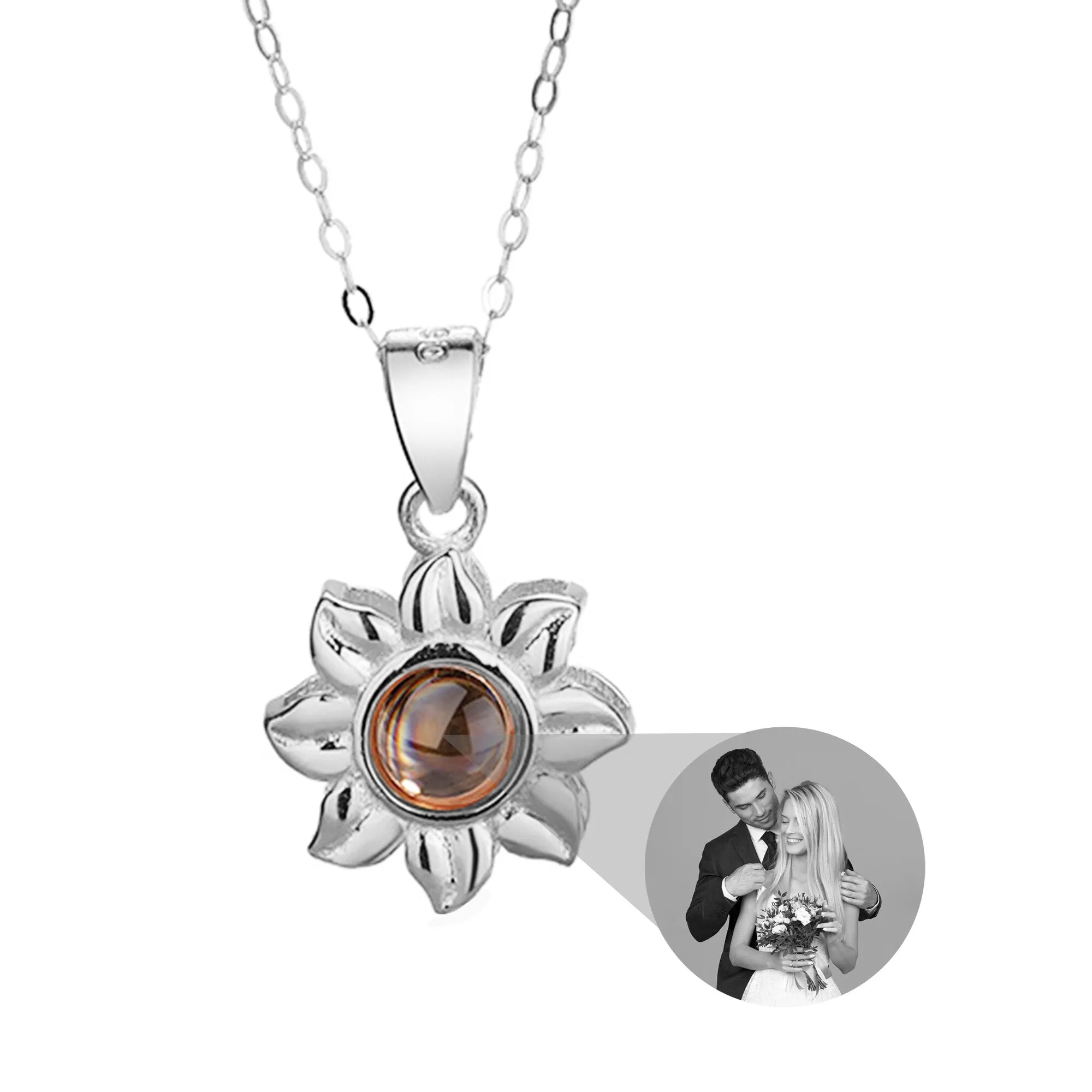 Custom SunFlower Projection Necklace Personalized Lover Keepsake Jewelry