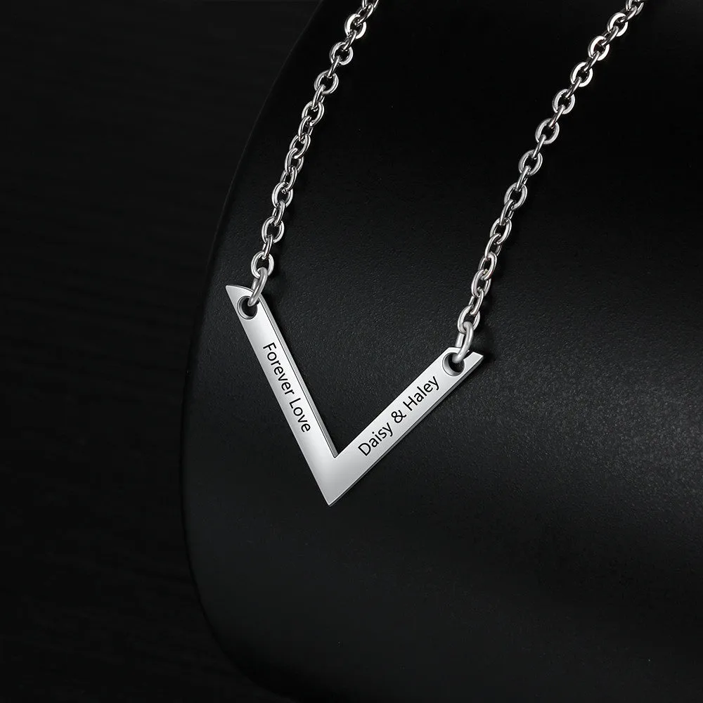 Custom V Shaped Flat Necklace