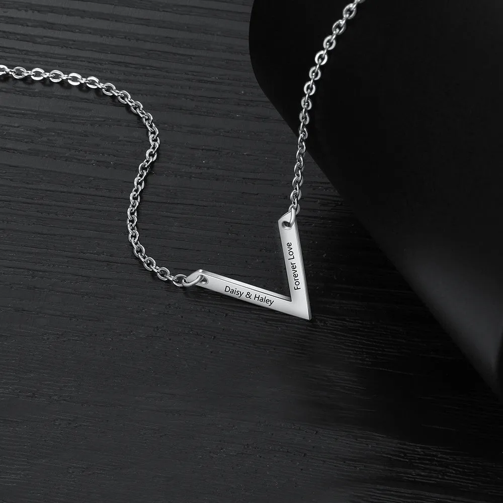 Custom V Shaped Flat Necklace