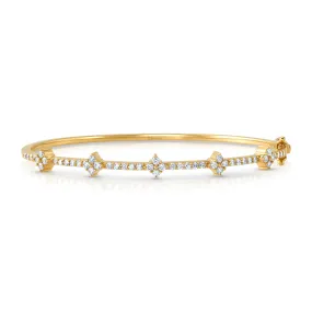 Diamond clover bangle, 14kt gold