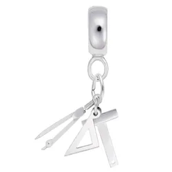 Draftsman Tools Charm Dangle Bead In Sterling Silver