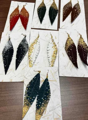 Earrings: Leather Feather, Medium